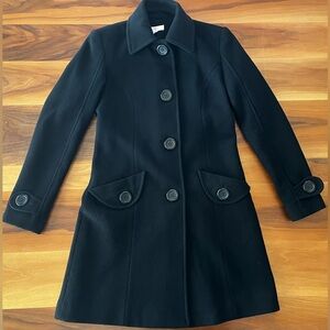 JLO by Jennifer Lopez Black Wool-Blend | Button Front Coat | Petite XS | Y2K